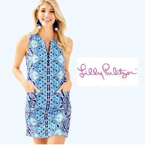 Lilly Pulitzer Kelby dress shift mermaids tail print blue size 2 stretch